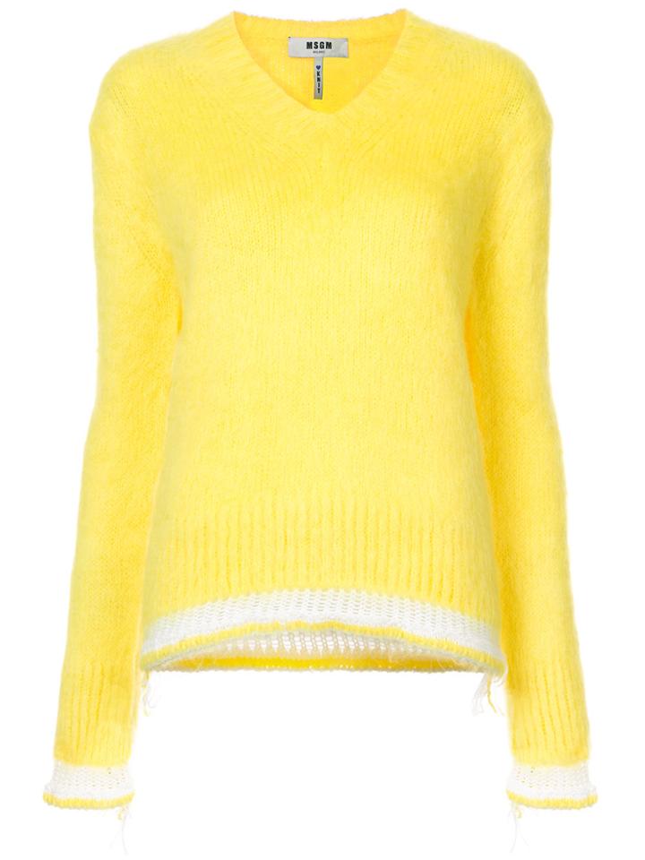 Msgm Stripe Detail Jumper - Yellow & Orange
