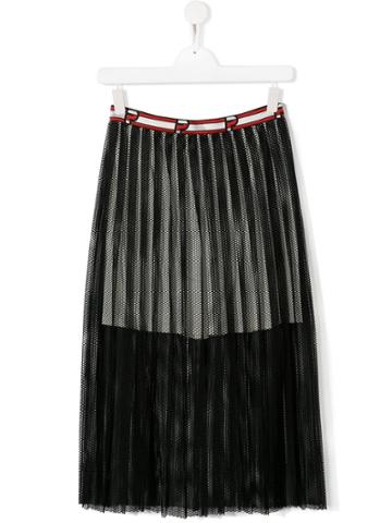 Pinko Kids Mesh Pleated Skirt - Black