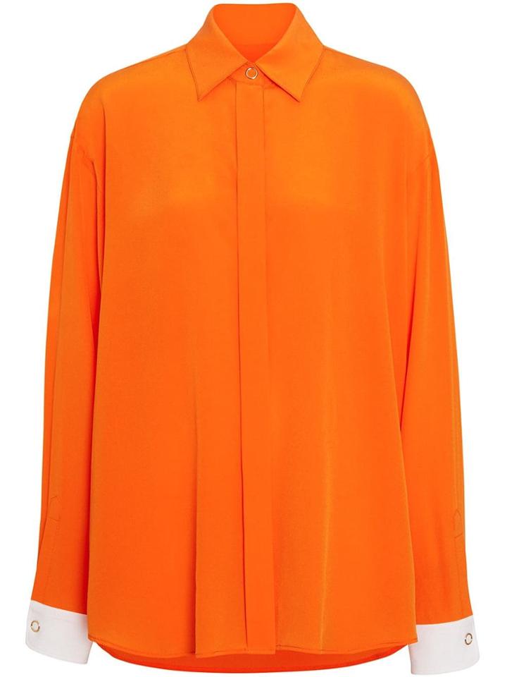 Burberry Contrast Cuff Silk Shirt - Orange