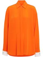 Burberry Contrast Cuff Silk Shirt - Orange