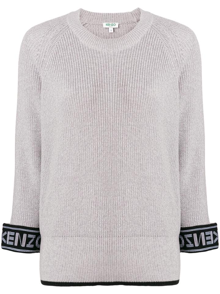 Kenzo Logo Cuff Jumper - Grey