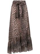 Ganni Leopard Print Skirt - Brown