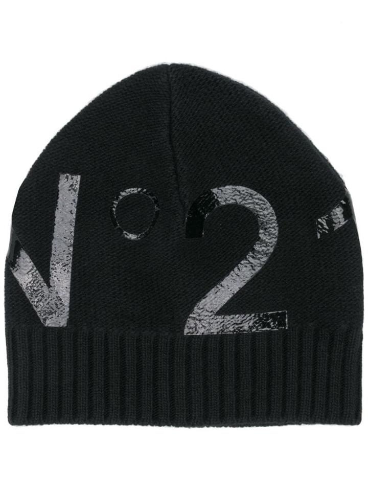 Nº21 Logo Print Beanie - Black