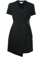 Carven V-neck Wrap Dress, Women's, Size: 38, Black, Polyester/virgin Wool/viscose/viscose