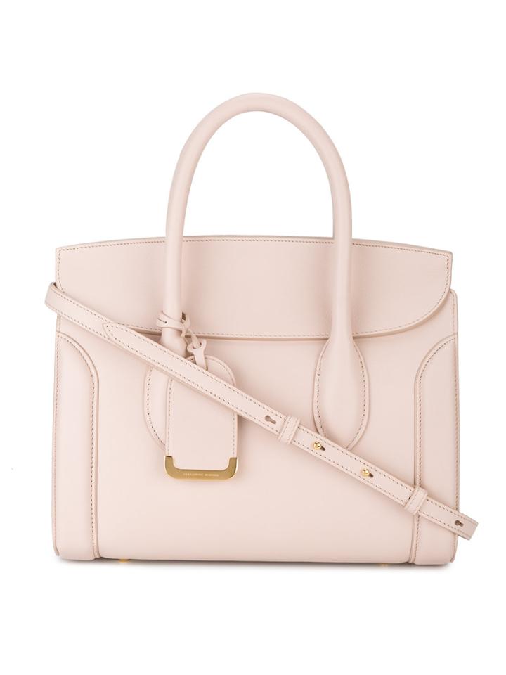 Alexander Mcqueen Pink Leather Heroine Tote - Nude & Neutrals