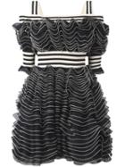 Alexander Mcqueen Ruffle Mini Dress, Women's, Size: 44, Black, Viscose/polyester/polyamide/silk