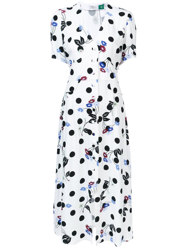 Rixo London Polka Dot Flared Dress - White