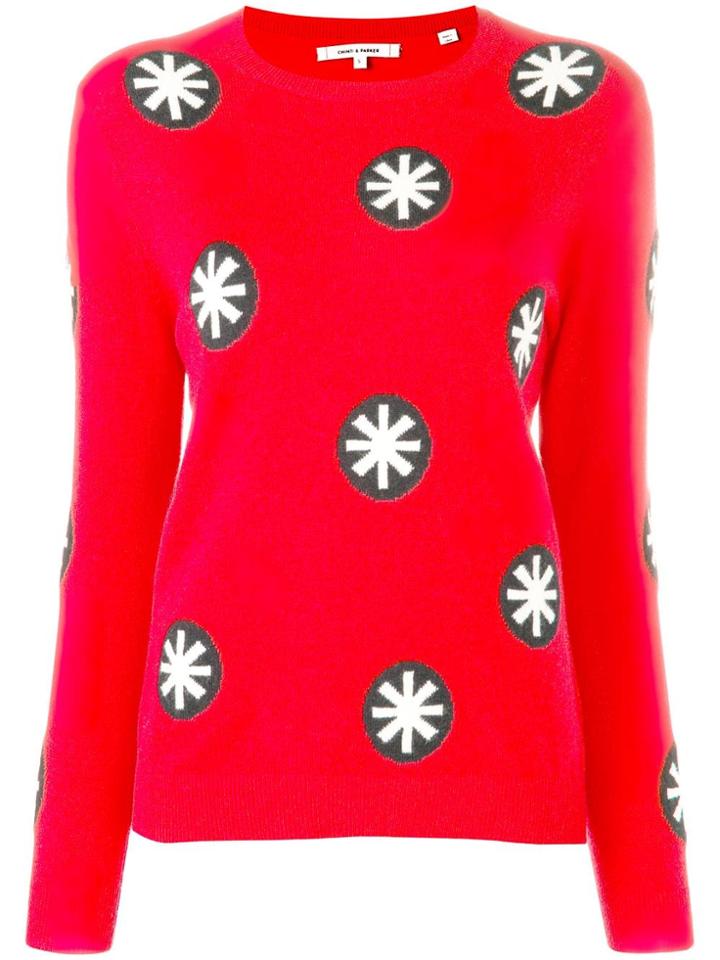 Chinti & Parker Snowflakes Knitted Sweatshirt - Red