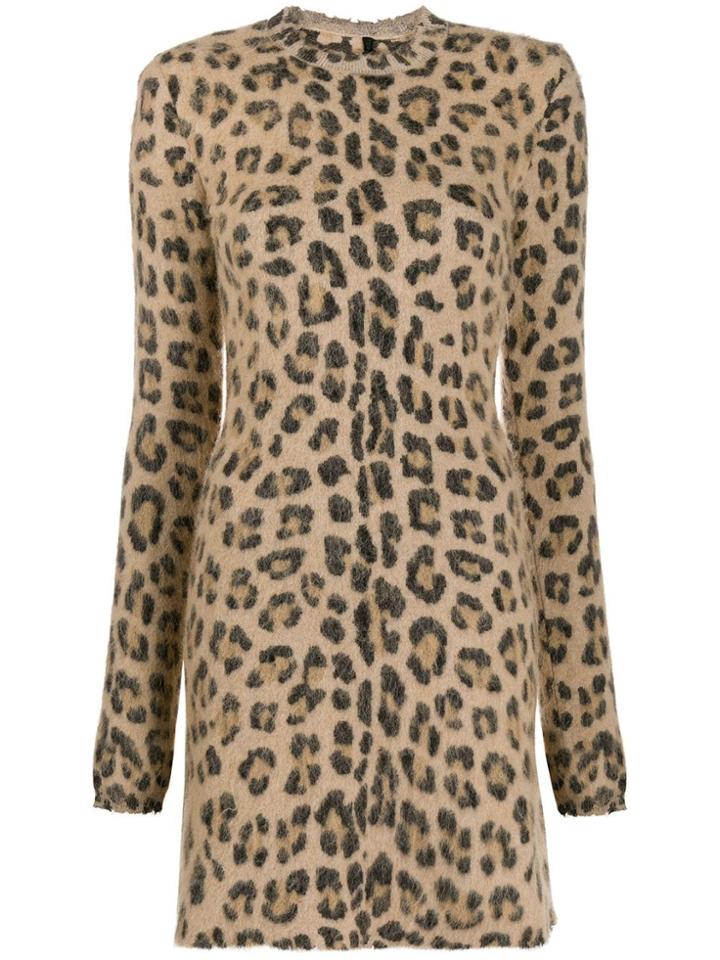 Unravel Project Leopard Print Mini Dress - Brown