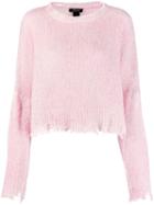 Avant Toi Distressed Cropped Jumper - Pink
