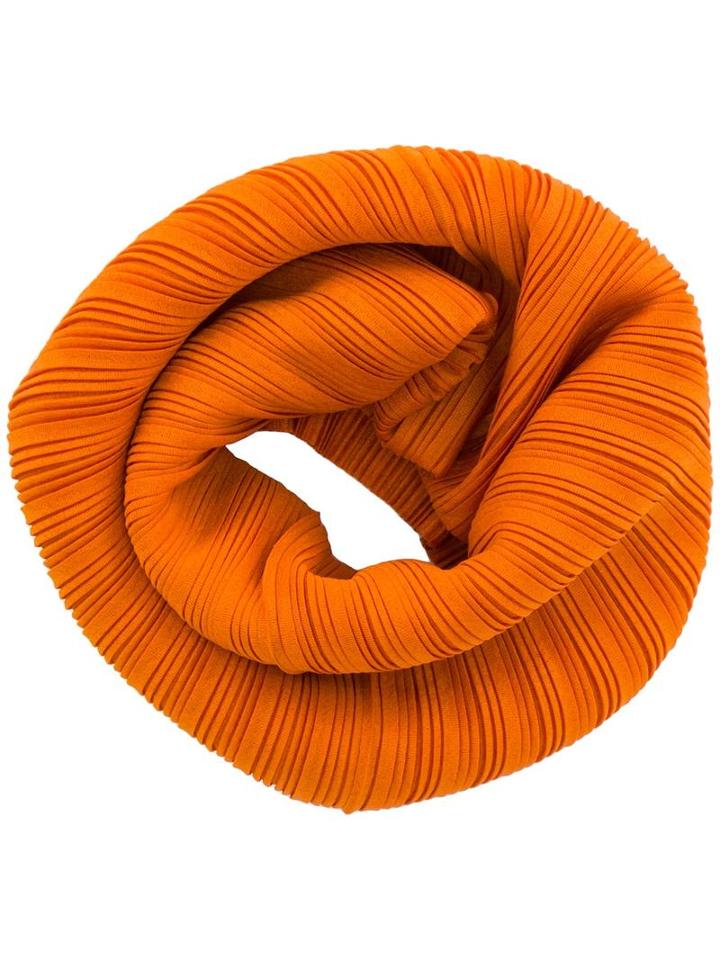 Pleats Please By Issey Miyake Pleated Snood, Women's, Yellow/orange, Polyester