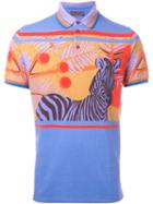 Etro Jungle Print Collar Detail Polo Shirt, Men's, Size: Small, Blue, Cotton