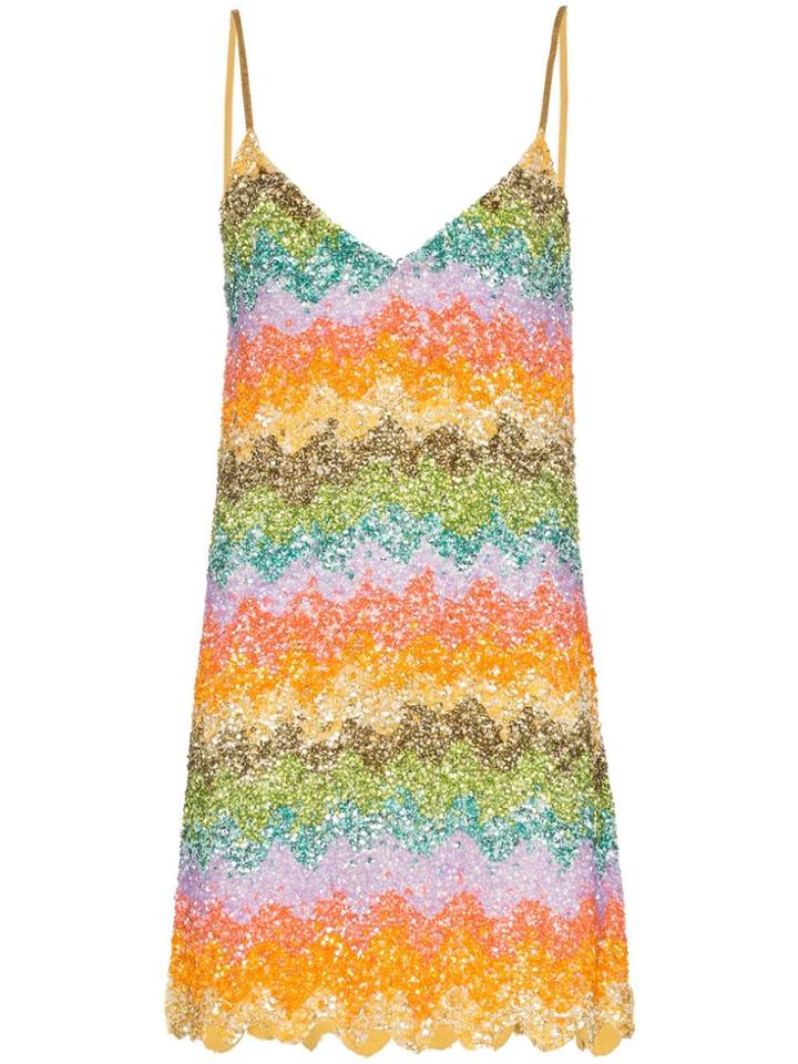 Ashish Rainbow Sequin Embellished Slip Dress - Multicolour