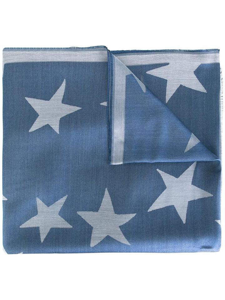 Star Print Scarf, Women's, Blue, Silk/modal, Stella Mccartney