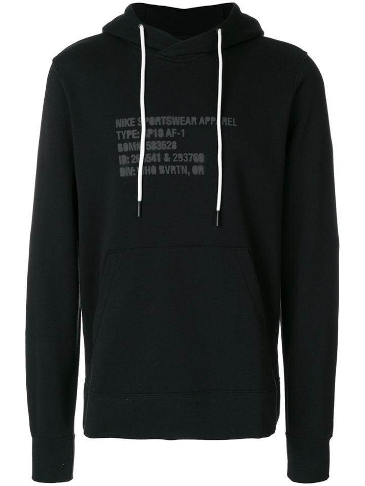 Nike Sportswear Logo Print Hoodie - Black