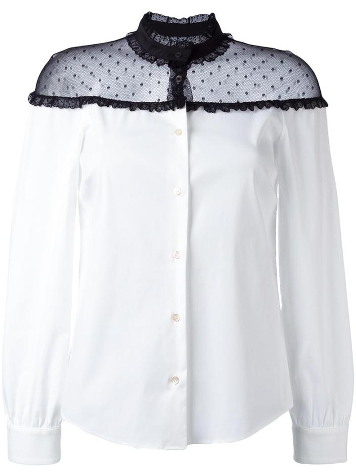 Red Valentino Sheer Panel Shirt, Women's, Size: 40, White, Cotton/polyamide/spandex/elastane