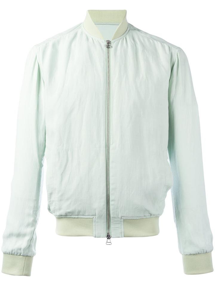Qasimi Classic Bomber Jacket, Men's, Size: 46, Green, Linen/flax/viscose/cotton/spandex/elastane