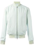Qasimi Classic Bomber Jacket, Men's, Size: 46, Green, Linen/flax/viscose/cotton/spandex/elastane