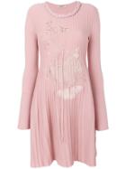 Piccione. Piccione Ribbed Butterfly Embroidered Dress - Pink & Purple