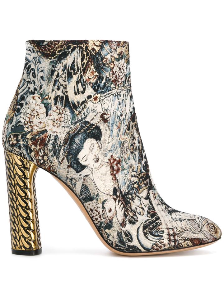 Casadei Jacquard Ankle Boots - Metallic