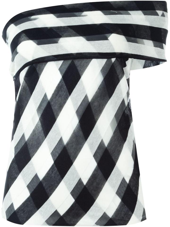 Stella Mccartney 'transparent Check' Off The Shoulder Top