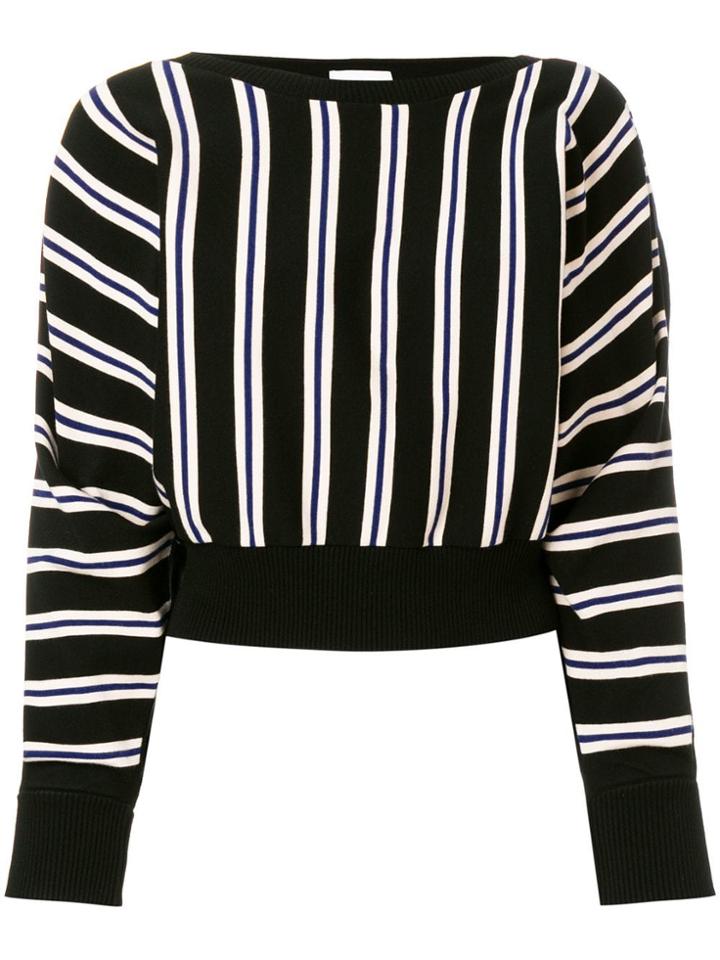 3.1 Phillip Lim Cropped Striped Sweatshirt - Ba001 Black