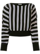 3.1 Phillip Lim Cropped Striped Sweatshirt - Ba001 Black