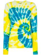 The Elder Statesman Tie Dye Cashmere Jumper - Ivory / Neon Yellow