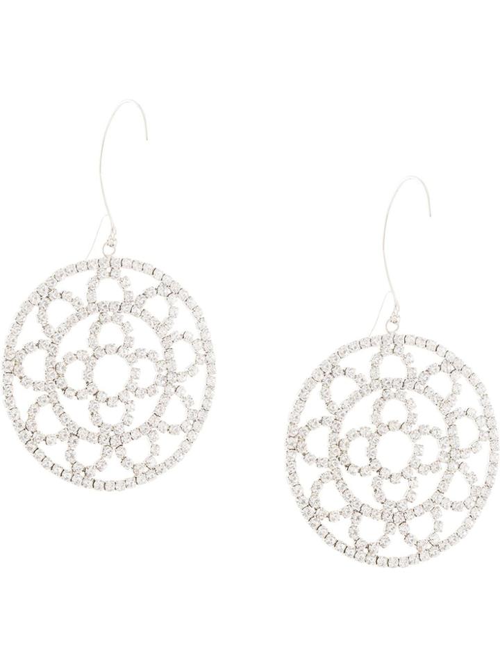 Area Crystal Chain Crochet Earrings - Silver