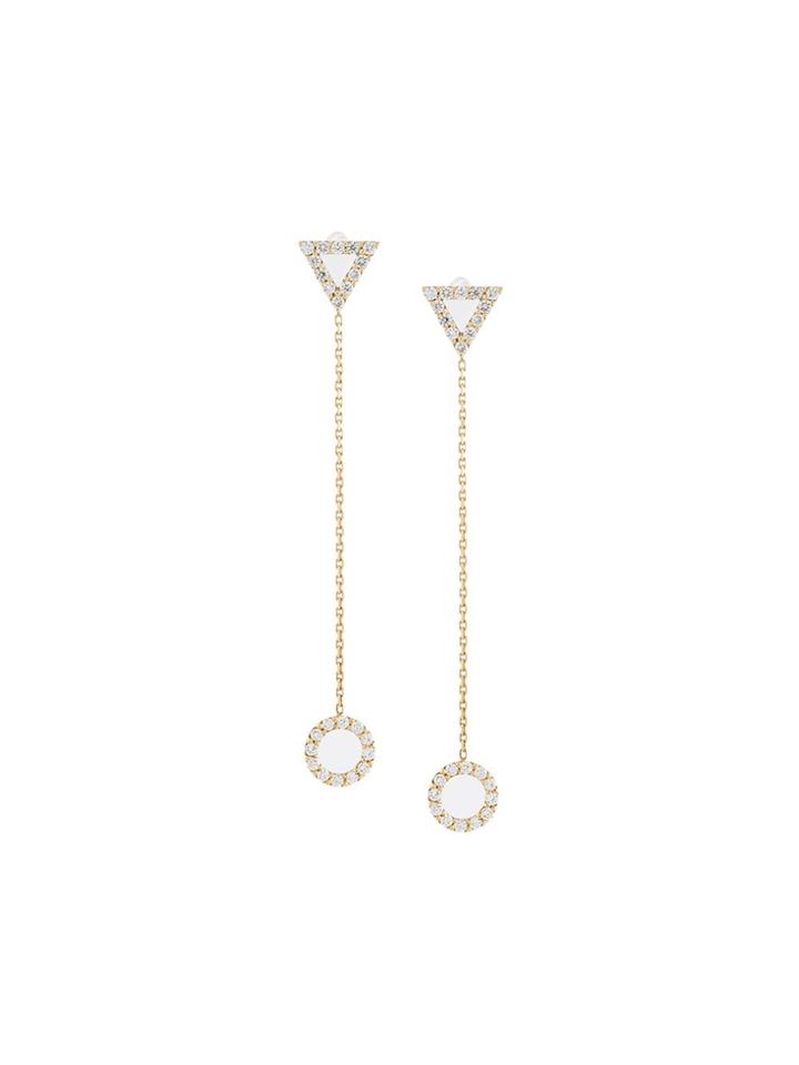 Gisele For Eshvi 18kt Gold And Diamond Drop Earrings - Metallic