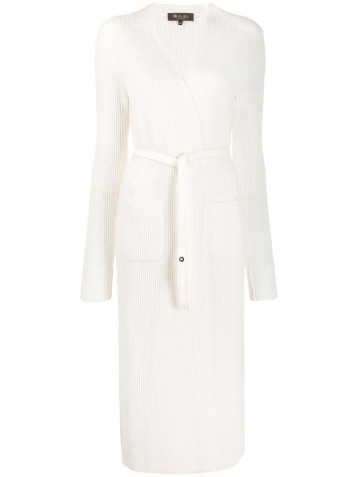 Loro Piana Long Belted Cardigan - White