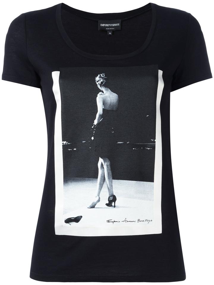 Emporio Armani Woman Print T-shirt, Women's, Size: 42, Black, Cotton/modal