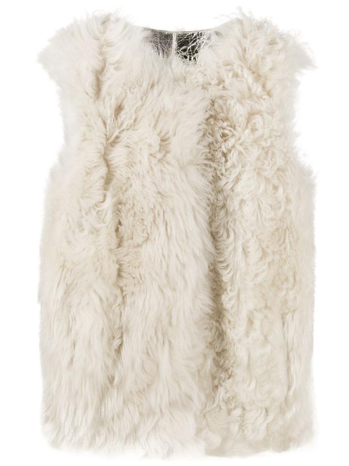 Yves Salomon Shearling Collarless Gilet - Neutrals