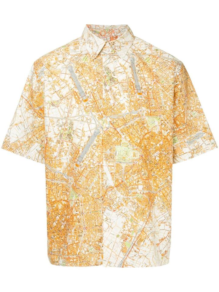 Msgm Map Print Shirt - Orange
