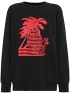 Palm Angels Long Sleeve Palm Motif Sweatshirt - Black