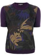Salvatore Ferragamo Foliage Print Knitted Top - Pink & Purple