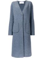 Le Ciel Bleu Single Breasted Coat, Women's, Size: 36, Grey, Wool
