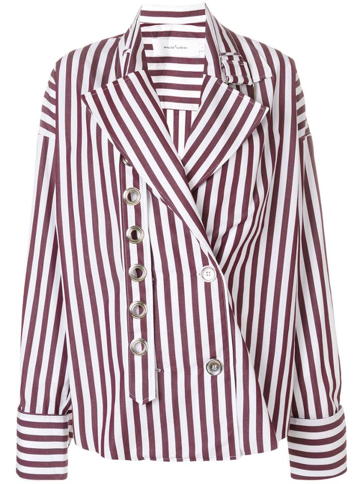 Marques'almeida Striped Eyelet Detailed Shirt - Red