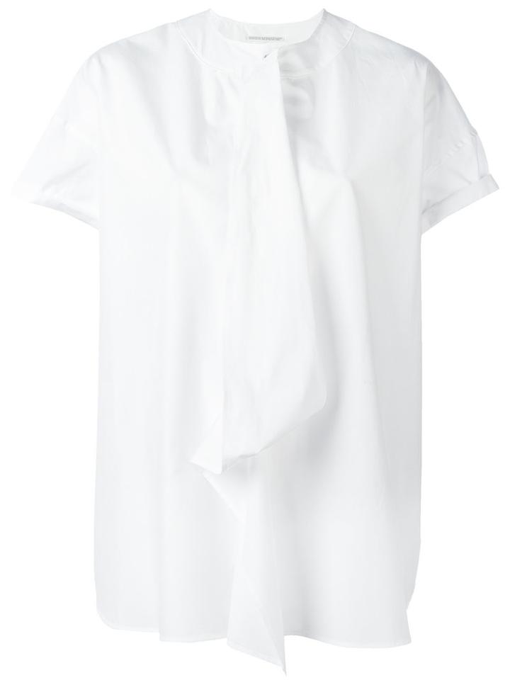 Yohji Yamamoto - Draped Detail Semi-sheer T-shirt - Women - Cotton - 2, Women's, White, Cotton