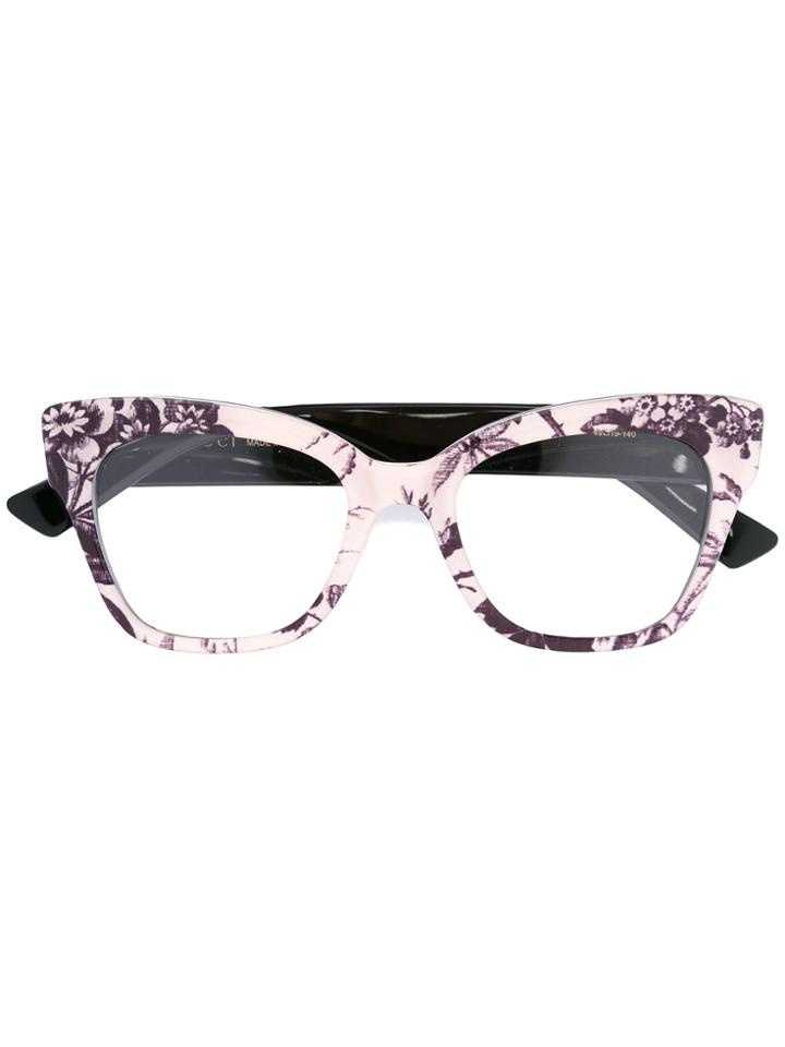 Gucci Eyewear Floral Print Glasses - Black