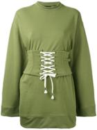 Fenty X Puma - Corset Waist Sweatshirt - Women - Cotton/polyester/spandex/elastane - S, Green, Cotton/polyester/spandex/elastane
