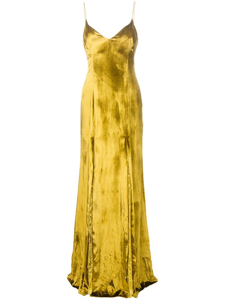 Galvan Lace Embellished Gown - Yellow & Orange