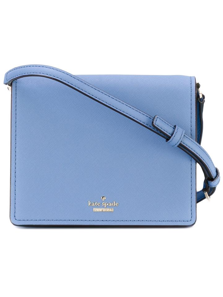 Logo Stamp Shoulder Bag - Women - Leather - One Size, Blue, Leather, Kate Spade