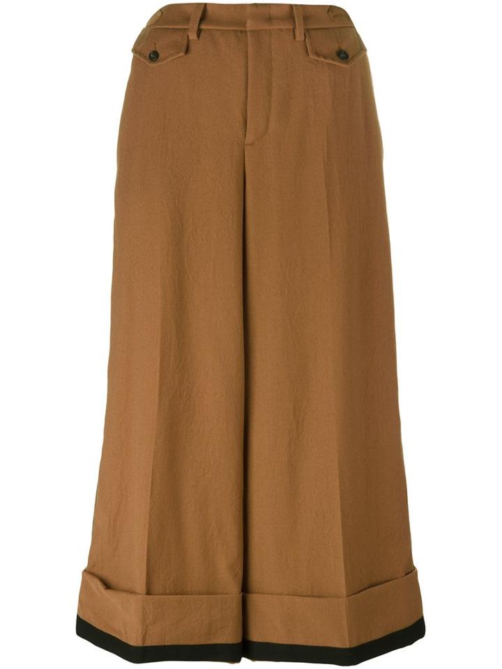 No21 'embellished Wide Leg Cropped' Trousers, Women's, Size: 42, Brown, Virgin Wool