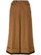 No21 'embellished Wide Leg Cropped' Trousers, Women's, Size: 42, Brown, Virgin Wool