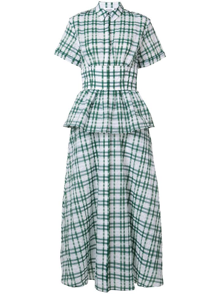 Rosie Assoulin Peplum Plaid Dress, Women's, Size: 4, Green, Cotton/polyamide/polyester