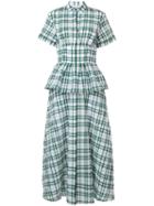Rosie Assoulin Peplum Plaid Dress, Women's, Size: 4, Green, Cotton/polyamide/polyester
