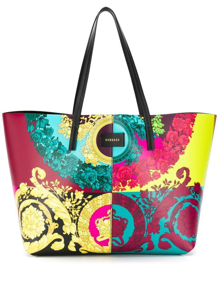 Versace Inverse Barocco Print Tote - Blue