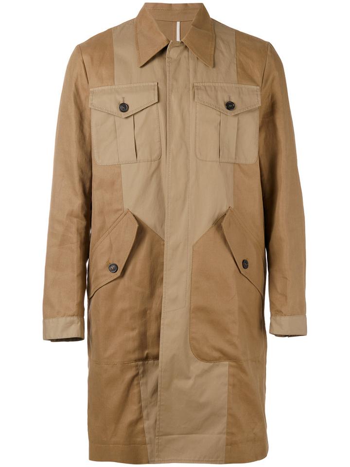 Dsquared2 Utilitarian Contrast Coat, Men's, Size: 50, Nude/neutrals, Cotton/linen/flax