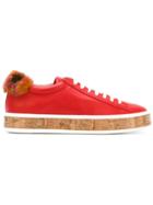 Mr & Mrs Italy Fur Patch Sneakers - Red